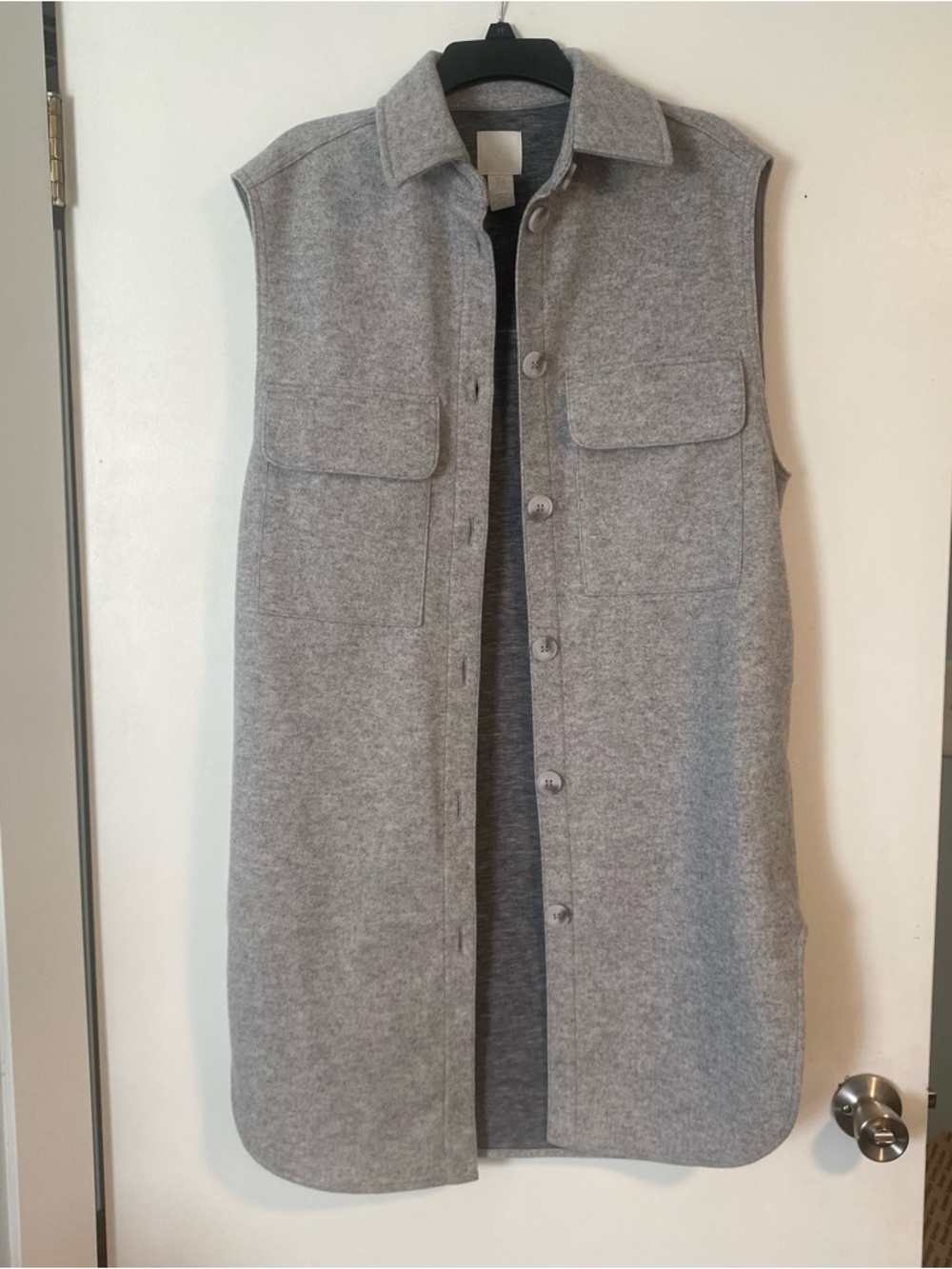 WORN ONCE H&M Oversized Long Duster Vest Heather Gray Women’s XS Button Down